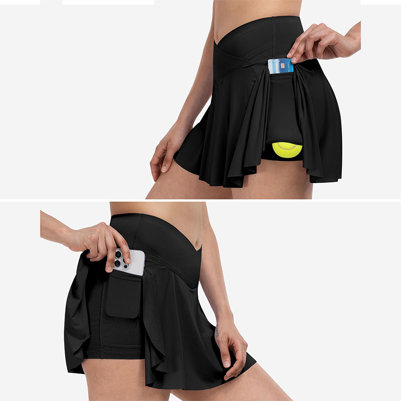 Спортивная теннисная юбка с боковым карманом для телефона для женщин Спортивная теннисная юбка с боковым карманом для телефона для женщин